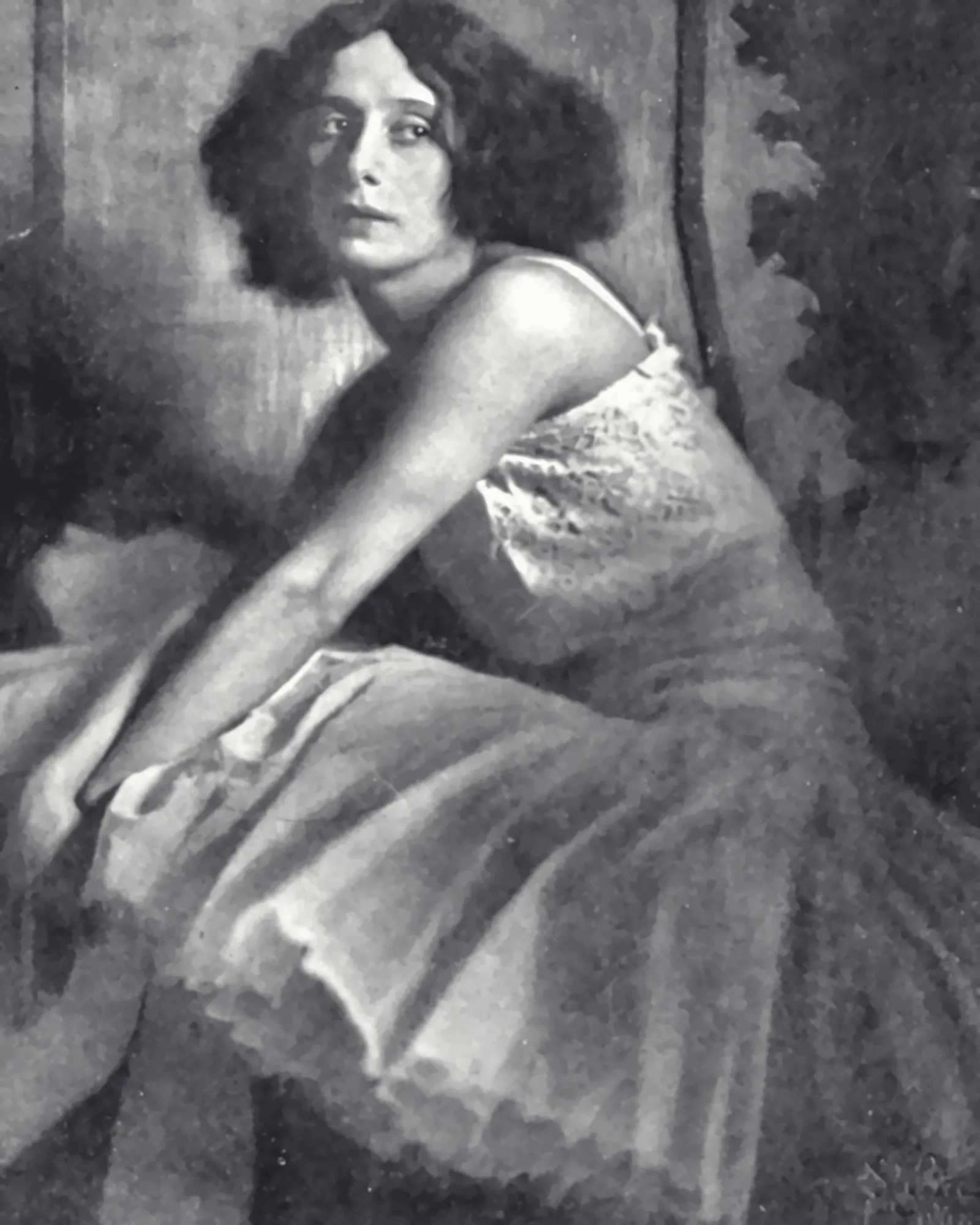 Anna Pavlova in tutu, zittend, 1913